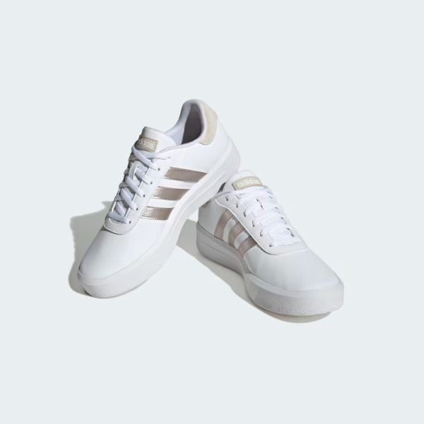 zapatillas-adidas-court-plataforma-ID1969-color blanco con rayas color plateado