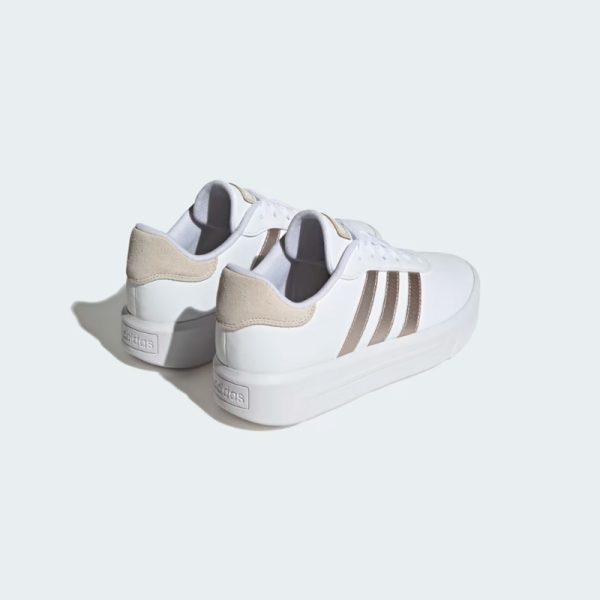 zapatillas-adidas-court-plataforma-ID1969-color blanco con rayas color plateado