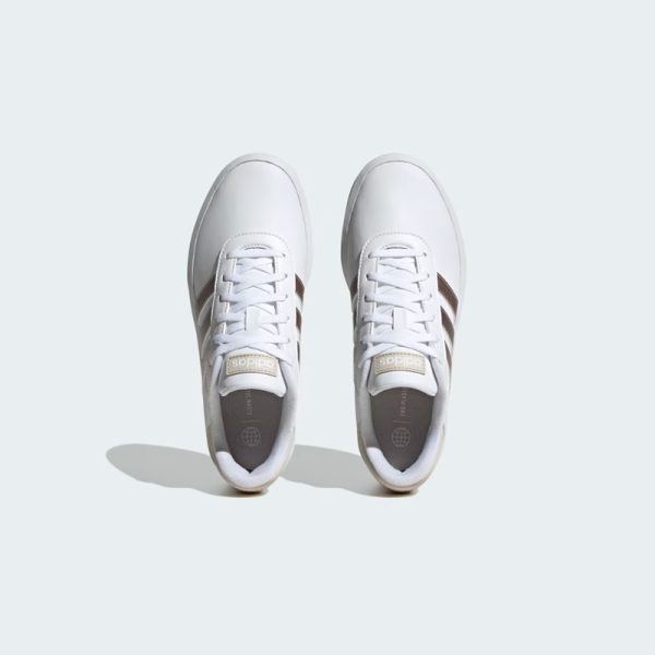 zapatillas-adidas-court-plataforma-ID1969-color blanco con rayas color plateado